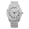 Charles Raymond Mens Big Rocks with Roman Numerals Fully Iced Out Colorful Dial Watch - ST10327 RN Single (ST10327RN Silver BLK R#)