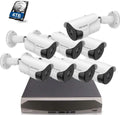 {5.0MP Two Way Audio} PoE Security Camera System, 8pcs Wired IP Cameras 8 Channel NVR Recorder with 4TB HDD for Outdoor/Indoor Use