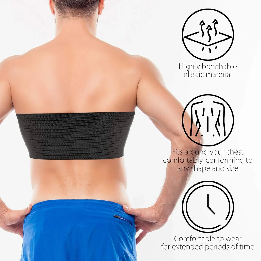 ORTONYX 6.25" Broken Rib Brace Unisex - Elastic Chest Wrap Comppression Support Belt - Rehabilitation of Cracked, Fractured, Dislocated Ribs Post-Surgery Aid Plus Size 3XL Dark / ACOX5226-BK-3XL