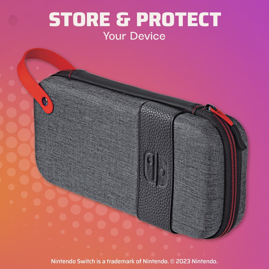 PDP Gaming Pull-N-Go Travel Case Elite Edition: 2-in-1 with Built-in Console Stand, Removable Straps & Interchangeable Dividers: Grey - Nintendo Switch