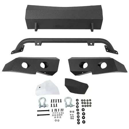 Kojem Front Bumper Push Bar Fit for 2007-2013 Chevy Silverado 1500 w/ Winch Plate D-Rings -2 Packages 2008 2009 2010 2011 2012 Steel Powder Coated