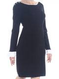 TOMMY HILFIGER $119 Womens New 1216 Jet Shoulder Button Sheath Sweater Dress L