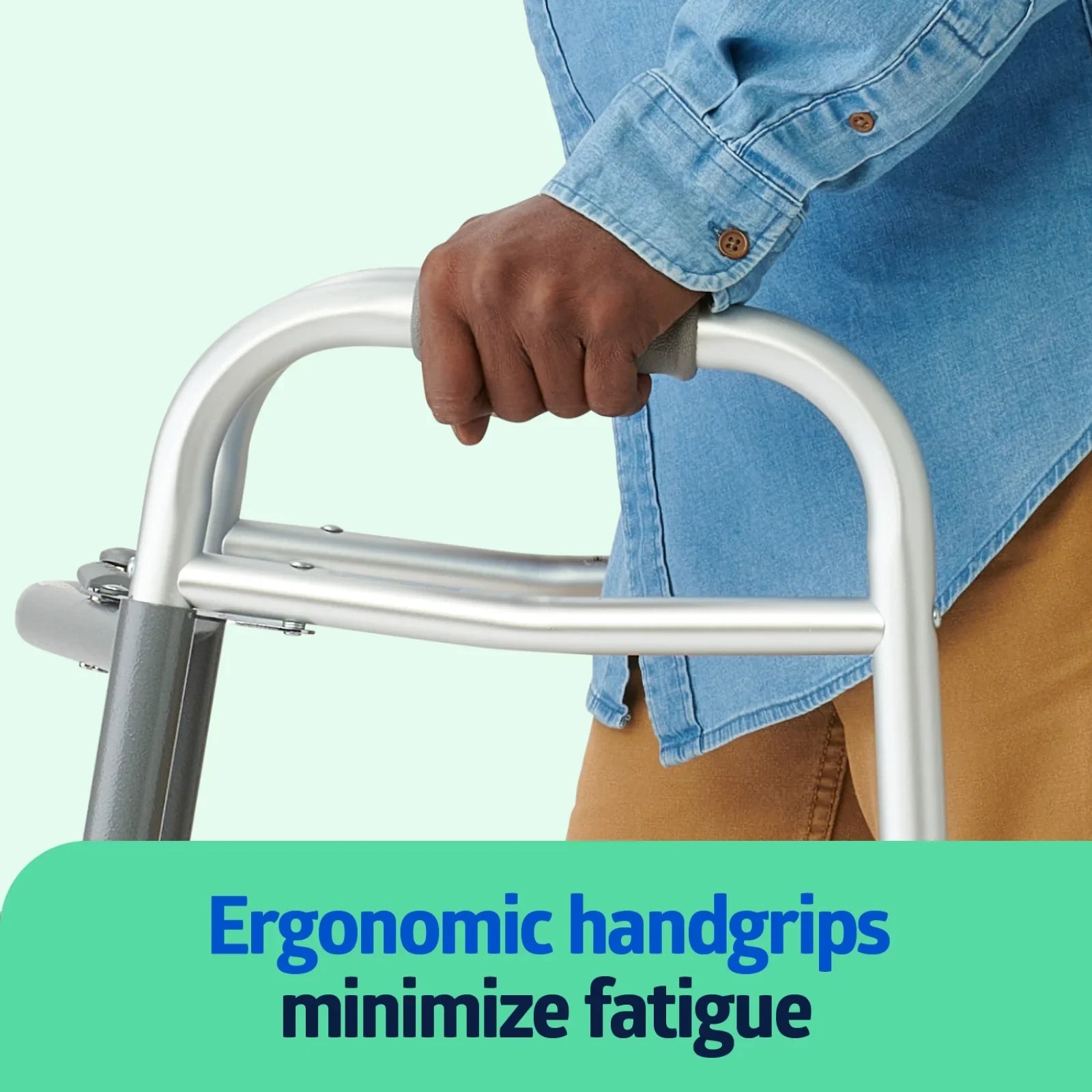 Medline Load Folding Walker with 5” Wheels, Aluminum Frame Supports up to 300 lbs.