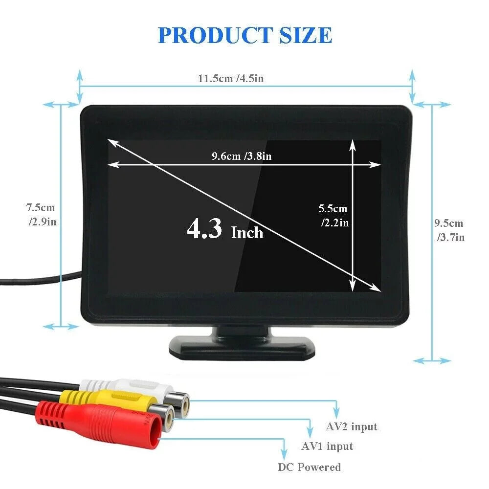 Wireless Car Backup Camera Rear View HD Parking System Night Vision+ 4.3 Monitor