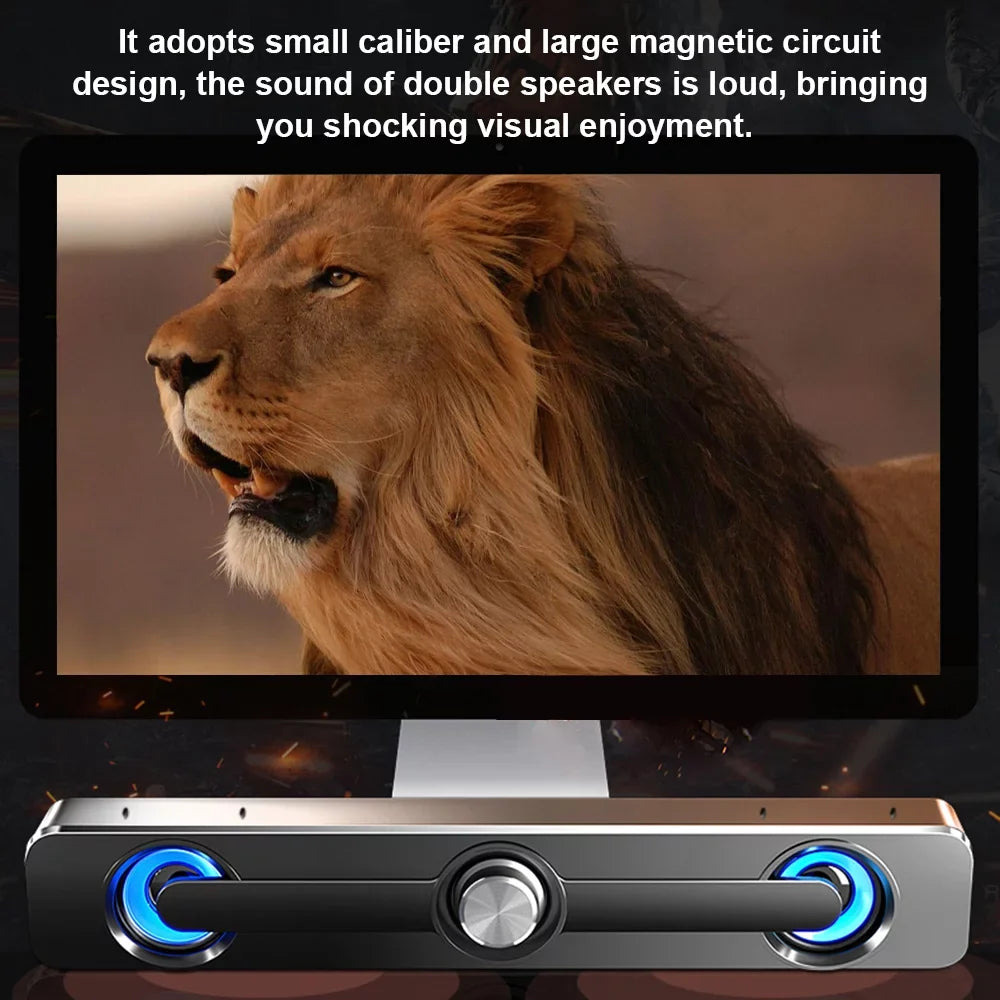Radirus V-111 Computer Speaker, USB Wired Powerful Bar Stereo Subwoofer Bass Speaker, Surround Sound Box for PC Laptop Phone Tablet MP3 MP4, Audio Equipment for Home Theater-Like Audio Quality