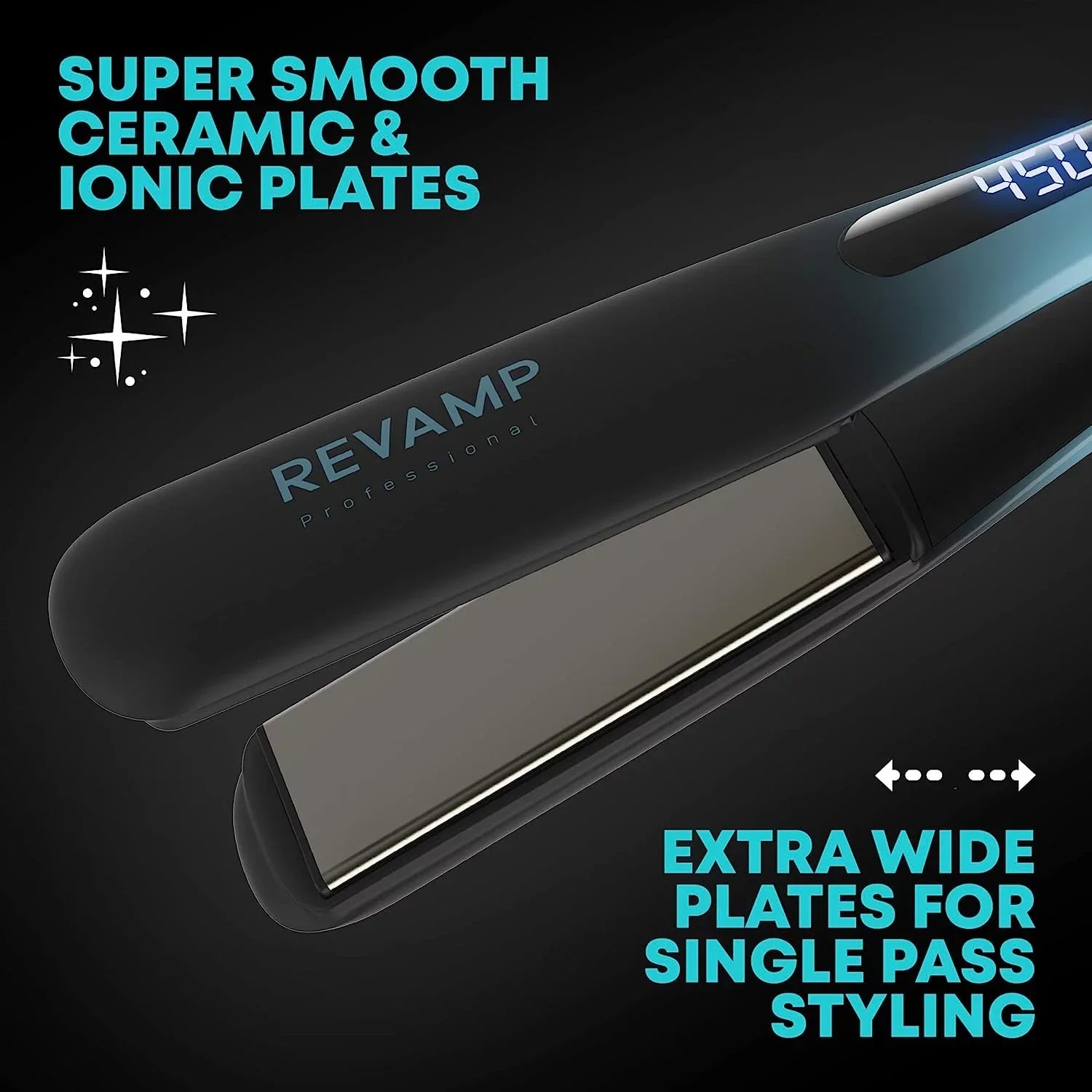 Revamp Progloss Wide Ultra X Shine 1.5-Inch Flat Iron Hair Straightener – Ceramic Hair Straightener with Keratin, Argan & Coconut Oil Infused Ceramic & Ionic Plates, Ideal for Long, Thick, Curly Hair