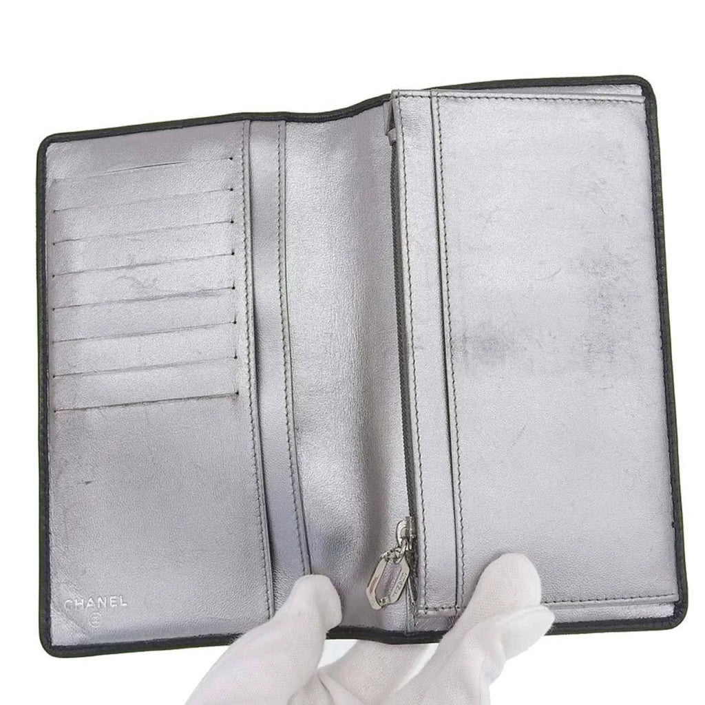 Pre-Owned Chanel CHANEL Mademoiselle Line Coco Mark Logo Stripe Long Wallet No. 10 A30043 (Good)
