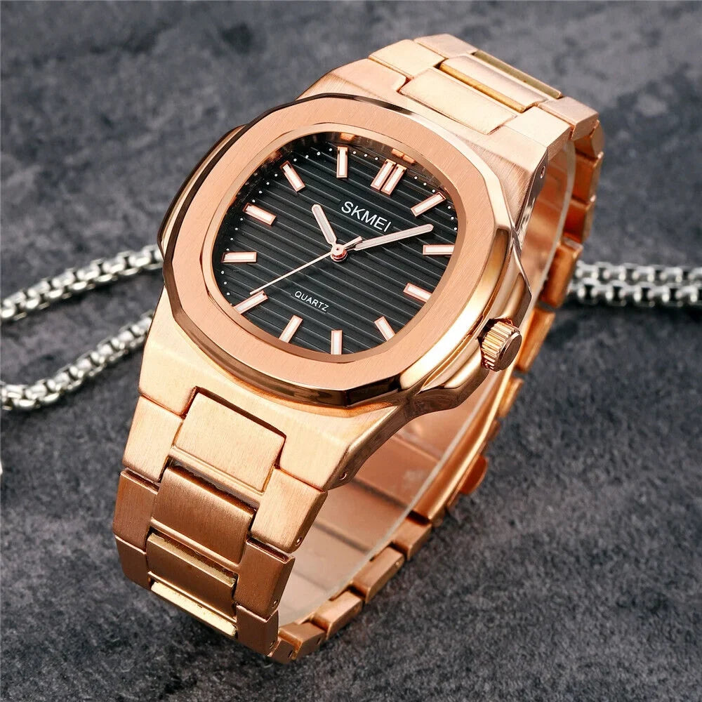 Men Quartz Watch Luxury Gold Steel Male Wristwatch For Business Gift