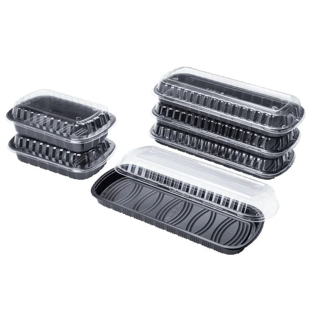 Karat Full Slab Jet PP Plastic Rib Container with Clear OPS lid - 100 ct