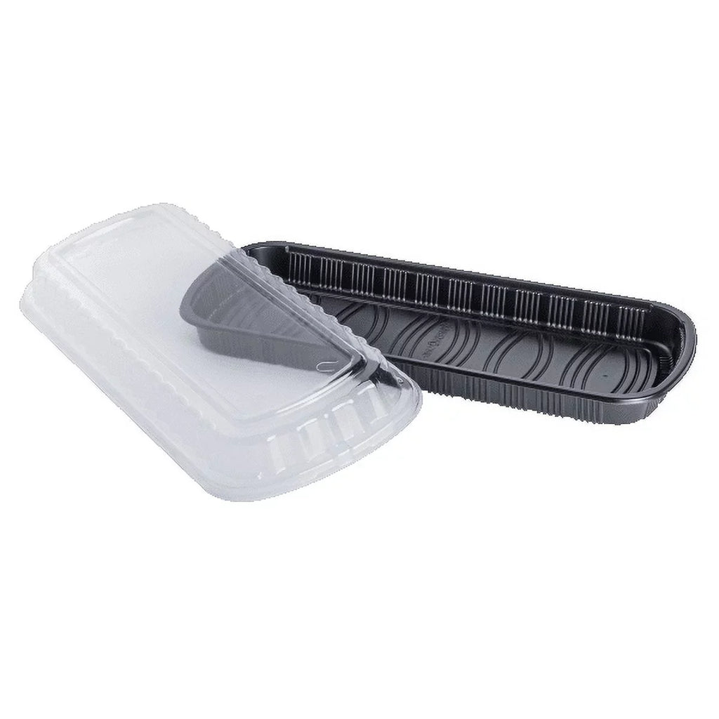 Karat Full Slab Jet PP Plastic Rib Container with Clear OPS lid - 100 ct