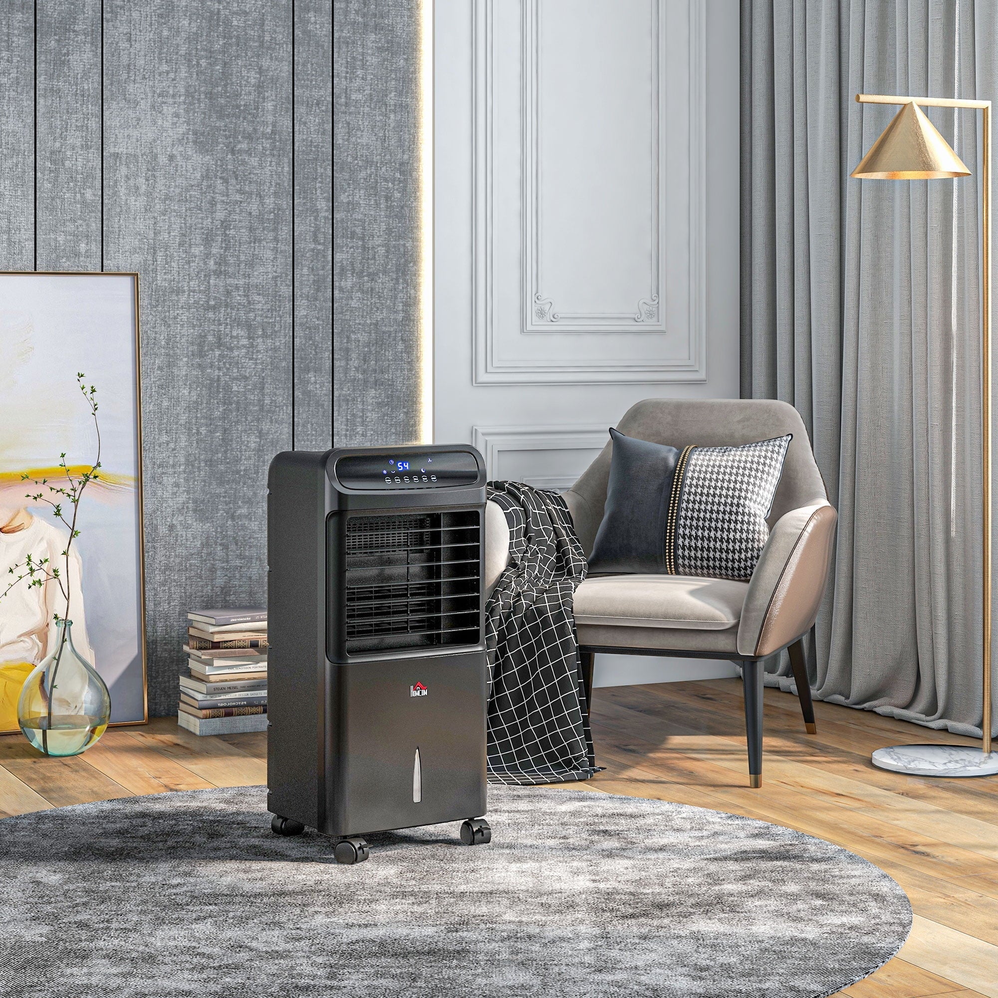 HOMCOM 3-In-1 Mobile Evaporative Air Cooler with Remote Oscillating Ebony