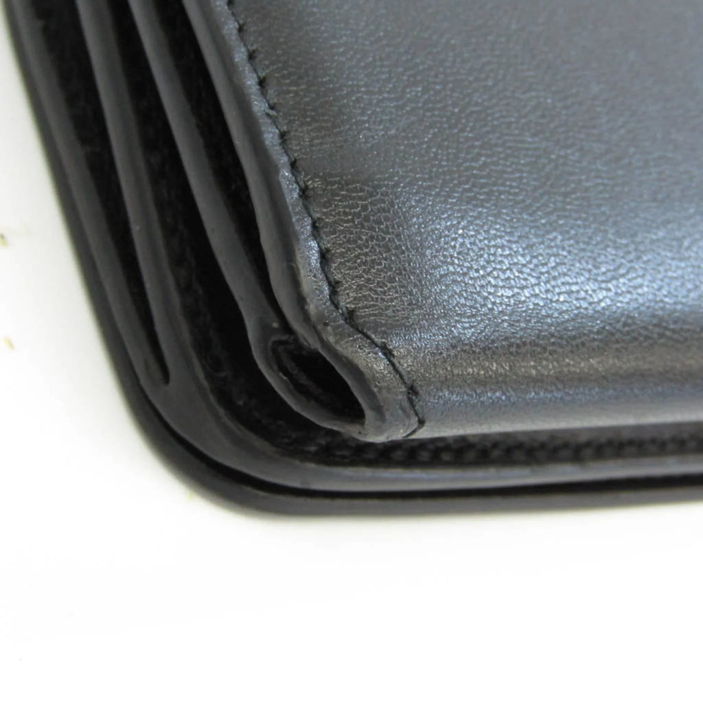 Pre-Owned Balenciaga Cache Mini 593813 Men,Women Leather Wallet (tri-fold) Jet (Good)