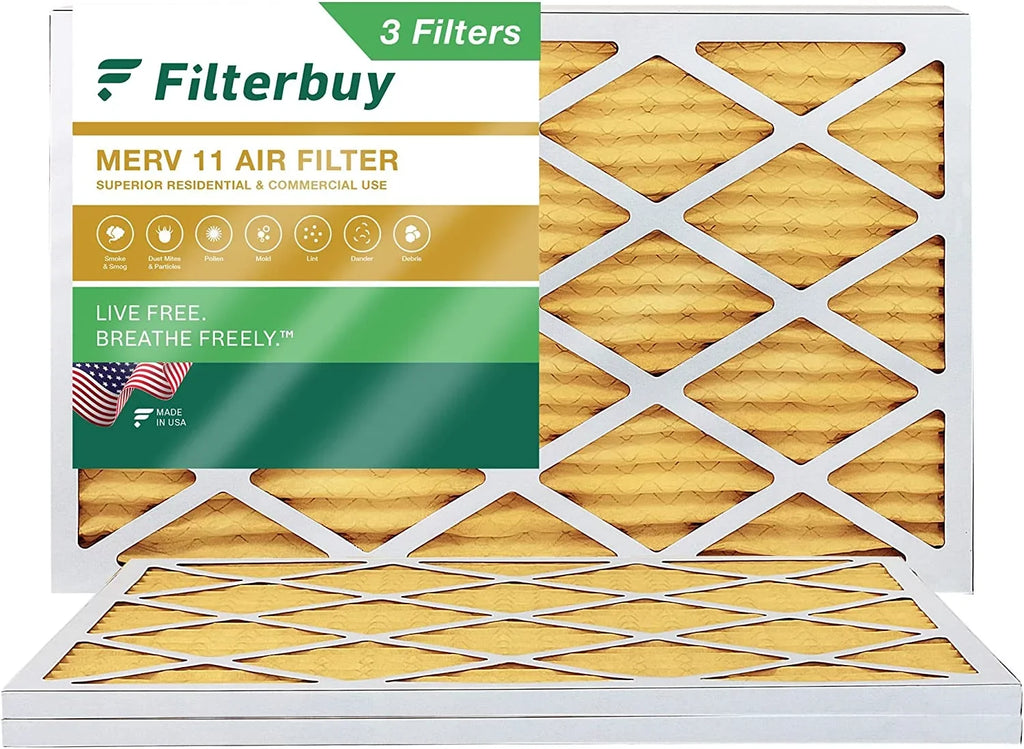 Filterbuy 20x32x1 MERV 11 Pleated HVAC AC Furnace Air Filters (3-Pack)