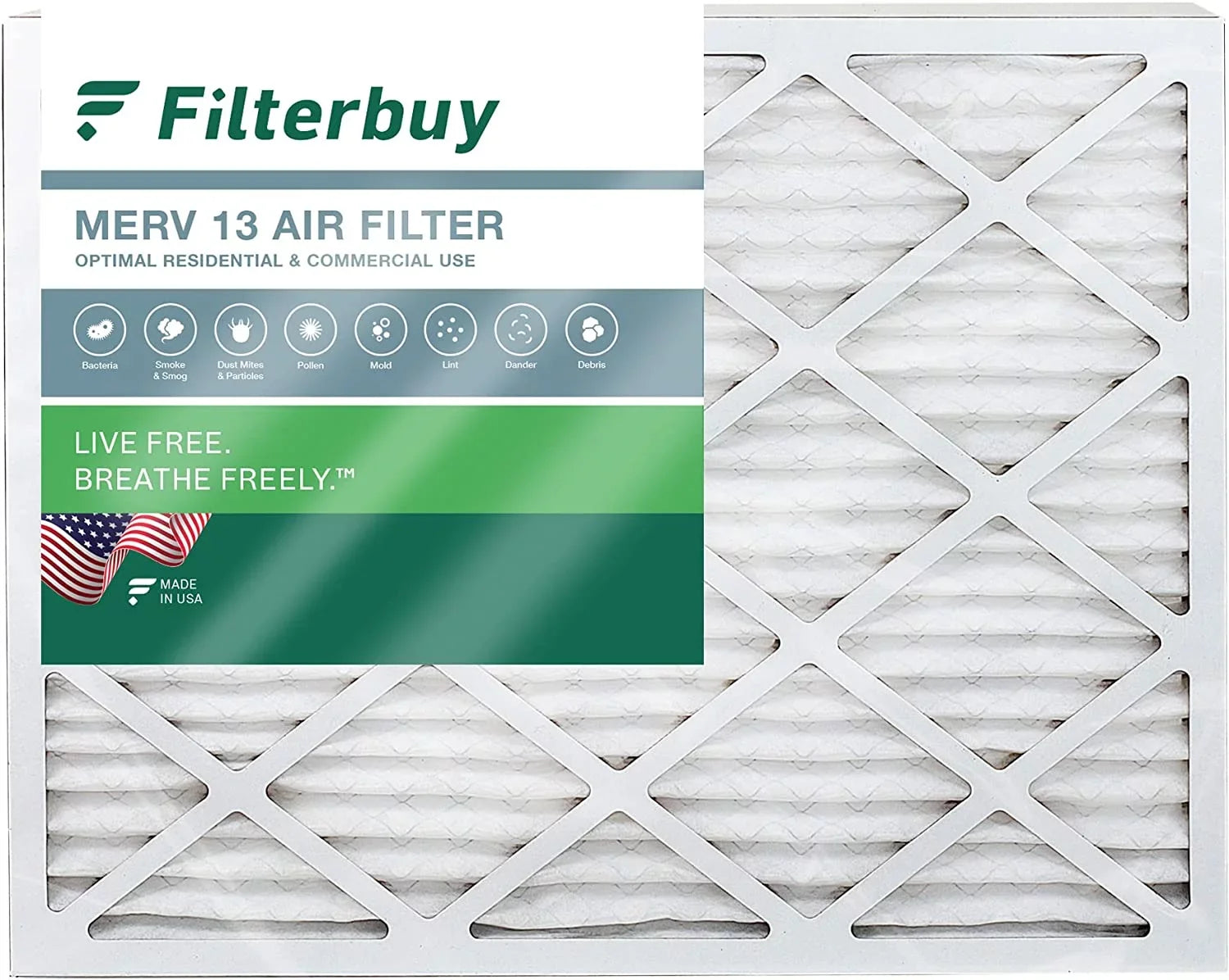 Filterbuy 16x21x1 MERV 13 Pleated HVAC AC Furnace Air Filters (1-Pack)