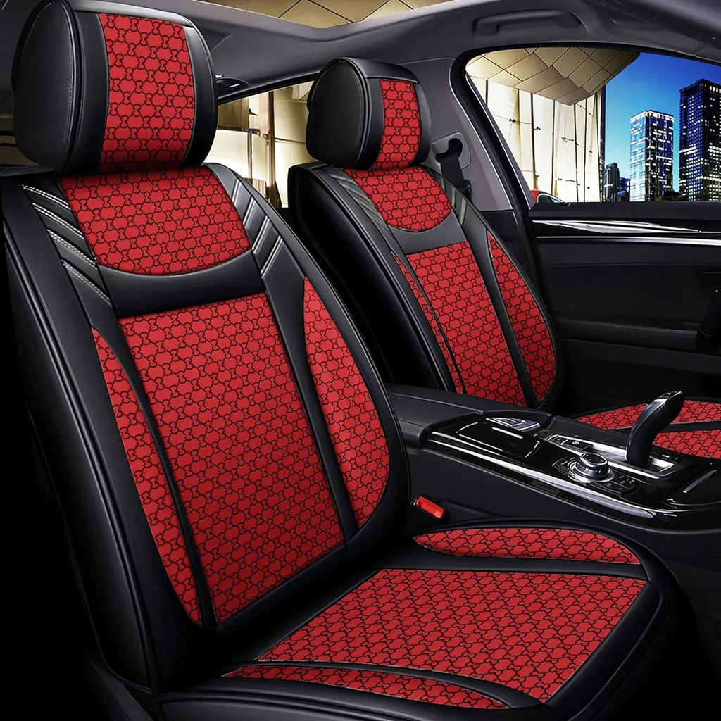 KABUQI Guc ci,same model high-end Luxury Seat Covers Full Set Leather Fit Automotive Seat Covers & Accessories for 5 Seat Cars SUV Pick-up Trucks, Pillows and Steering Wheel Cover Included(Gray)