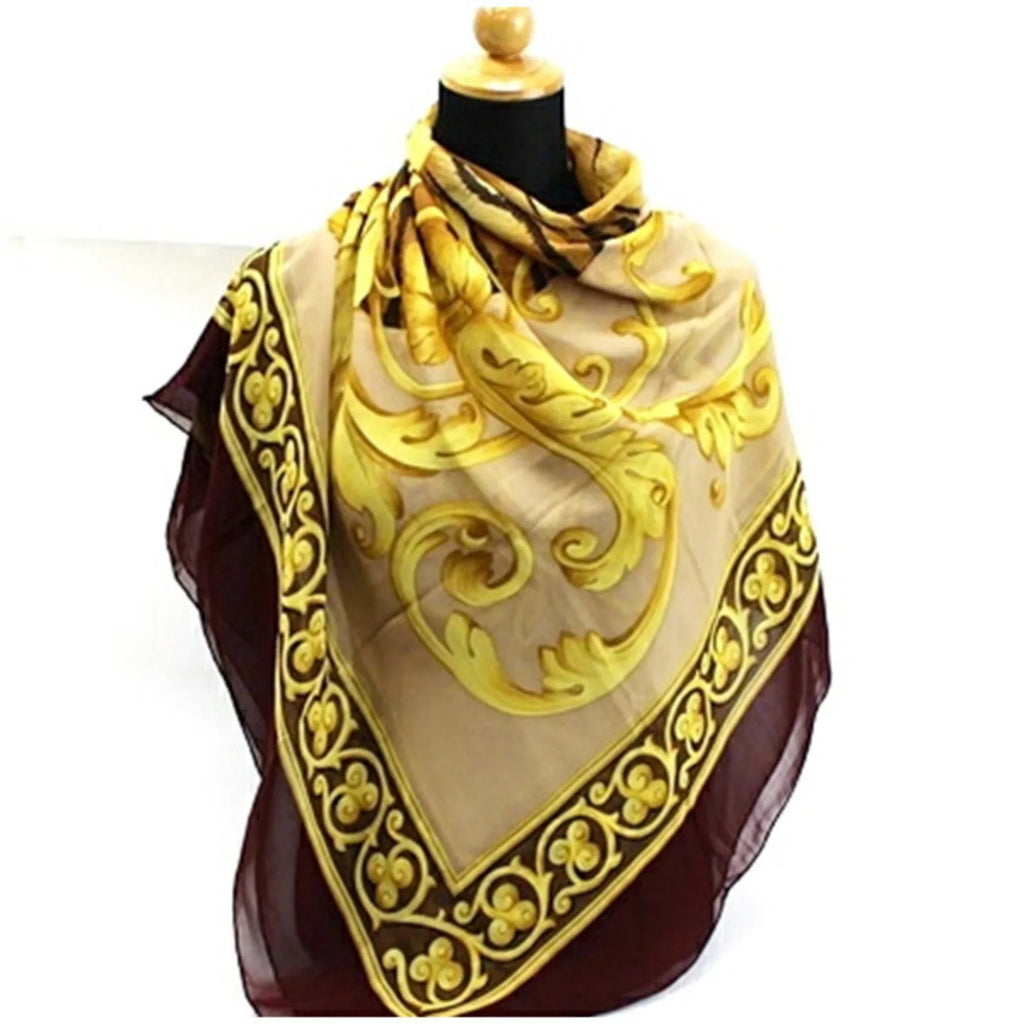 Pre-Owned Salvatore Ferragamo Large Silk Scarf Muffler Tiger Pattern Wine x Beige Women's (Good)