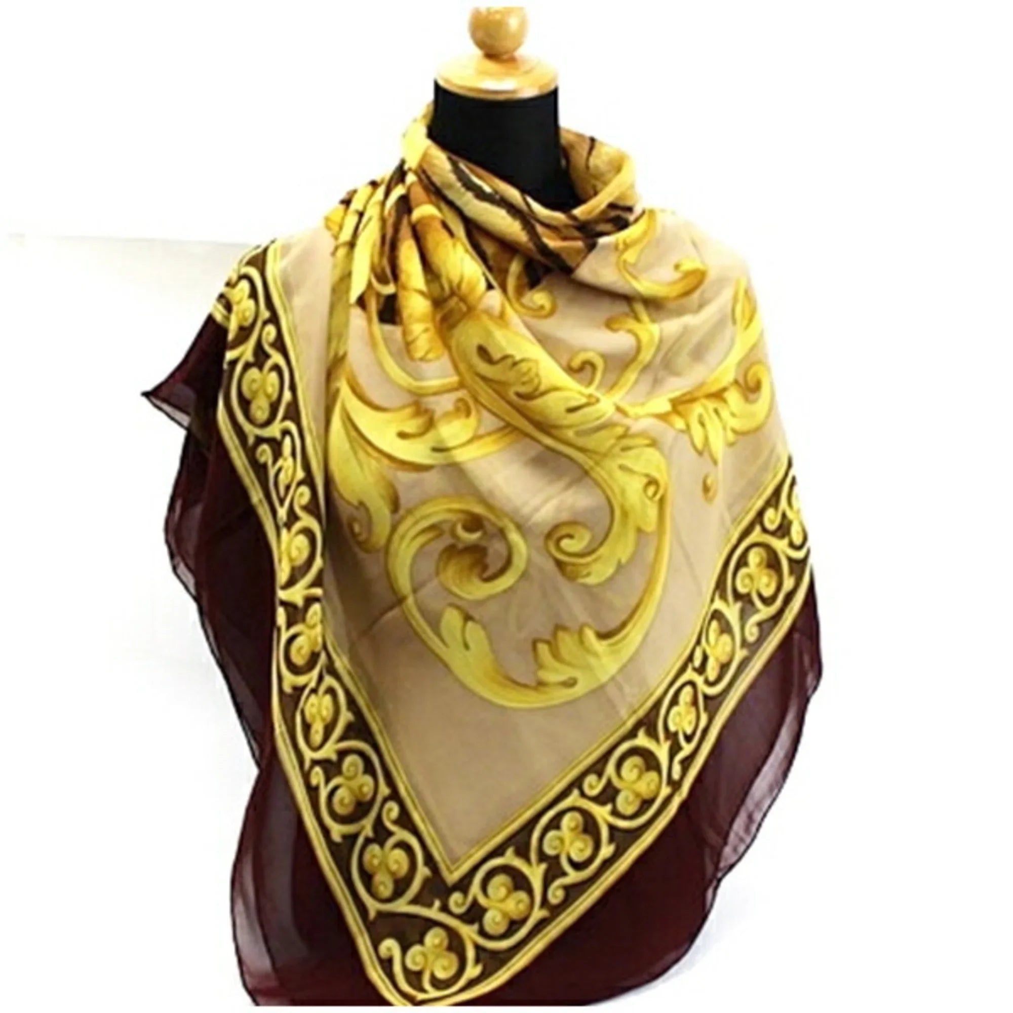 Pre-Owned Salvatore Ferragamo Large Silk Scarf Muffler Tiger Pattern Wine x Beige Women's (Good)