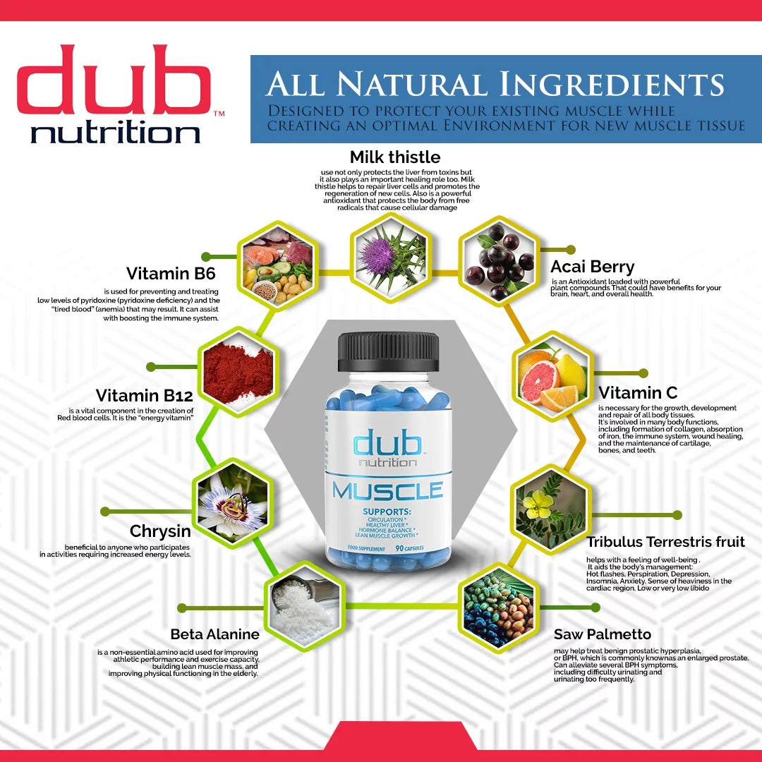 Most Advanced Formula: Burner, Muscle, Youth Combo by dub nutrition | All Natural Fat Burner, Muscle Recovery, Immune Boost Supplement | 90 Capsules per Bottle