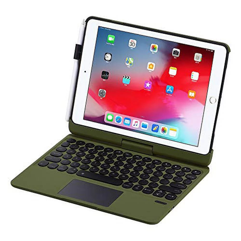 iPad Keyboard Case for 10.2 2021 9th 2020 8th 2019 7th, iPad Air 10.5 2019, iPad Pro 10.5 2017 - Backlit - 360 Rotatable - Wireless - 9th Generation Clickable Toucad - iPad Air 3 - Camo Green
