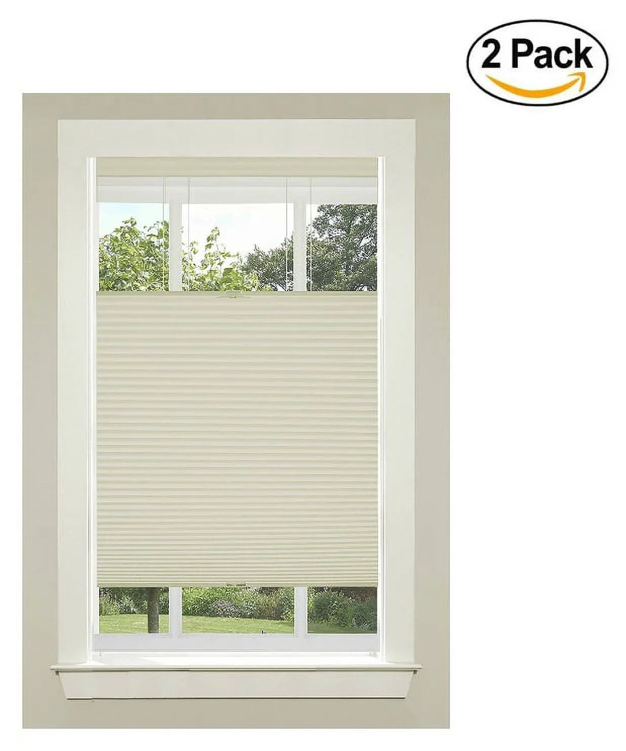 Achim Home Furnishings Top-Down Cordless Honeycomb Cellular Pleated Shade, 31 by 64", Alabaster (Set of 2)