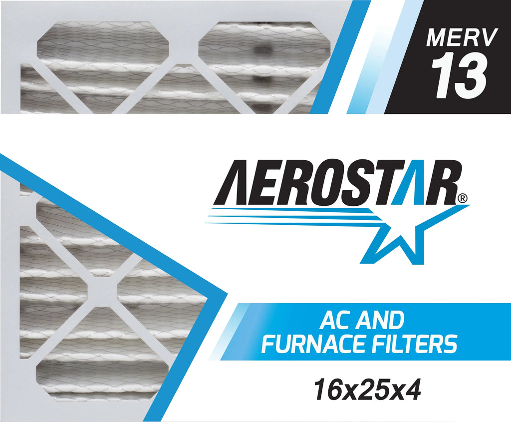 Aerostar 16x25x4 AC and Furnace Filter - Merv 13, Box of 3