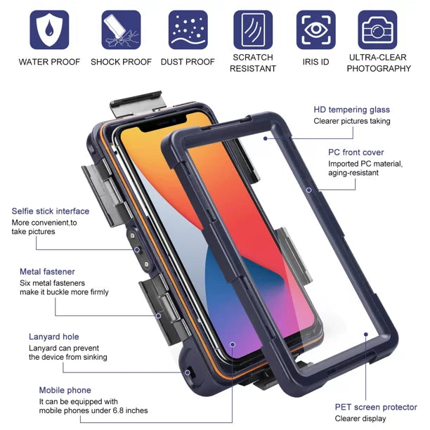 UrbanX Professional [15m/50ft] Swimming Diving Surfing Snorkeling Photo Video Waterproof Protective Case Underwater Housing for Galaxy M21s And all Phones Up to 6.9 Inch LCD with Lanyard