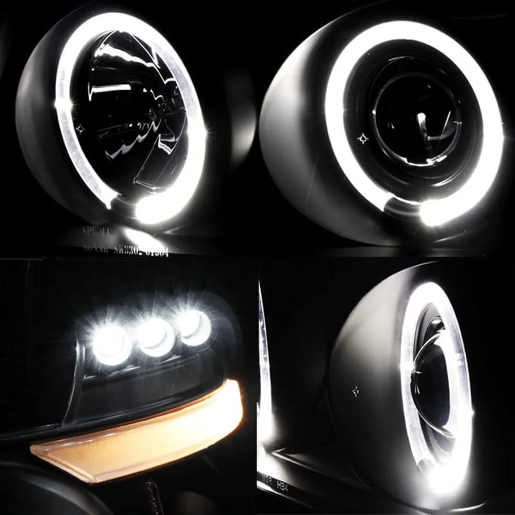 For 04-08 F150 Ebony Smoke Halo Projector LED Headlights + Full LED Taillights Fits select: 2004-2008 FORD F150
