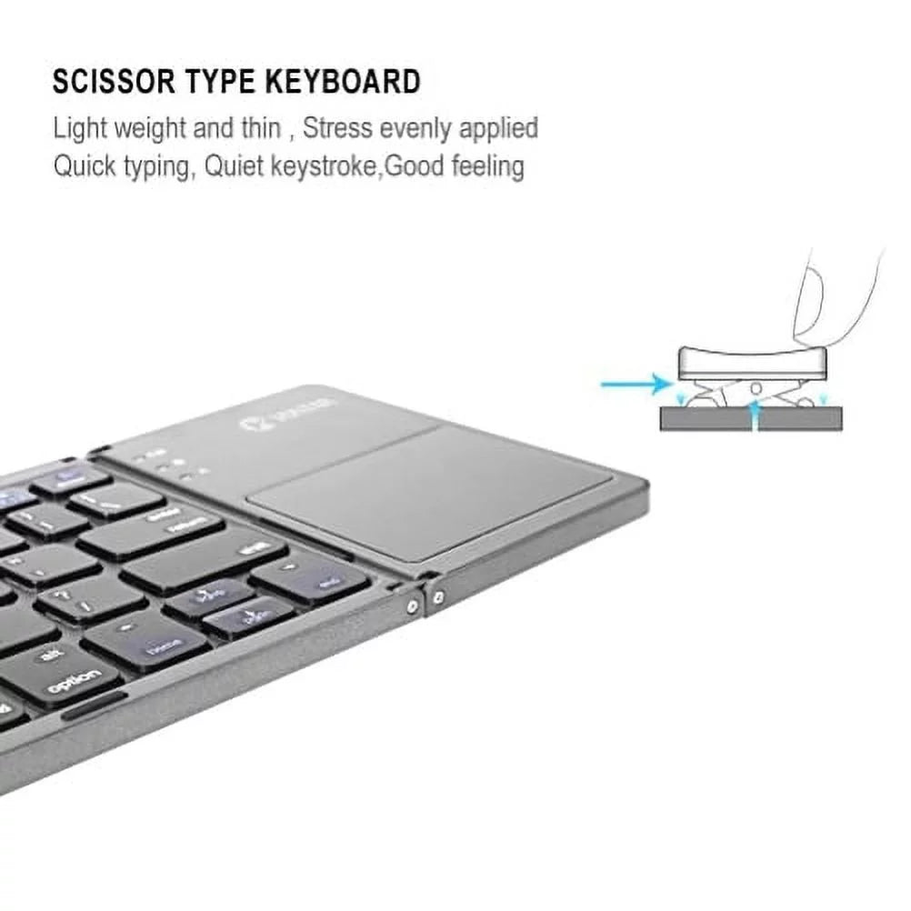 Rechargeable Folding Wireless Keyboard Portable Compact Y1K for iPad Pro 12.9 (2019) 10.5 9.7 4 3 2 - Zenfone V Live Max Plus M1, ROG Phone, AR 5z 5Q 4 Pro, Nexus 2 7