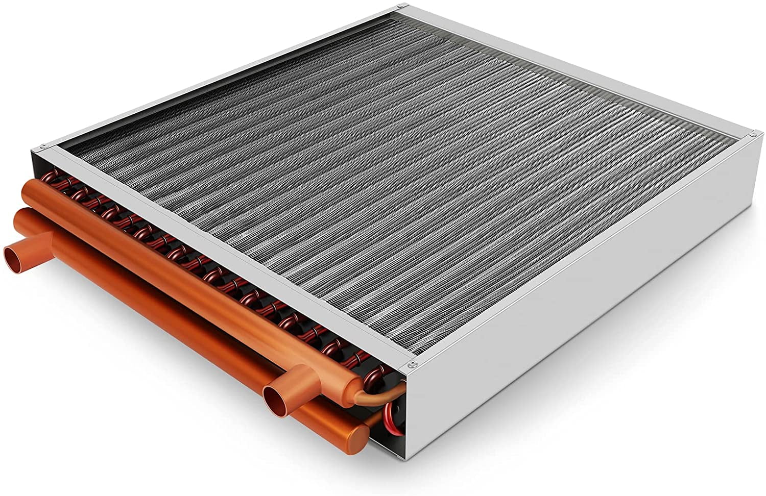 20" x 20" Water to Air Heat Exchanger with 1" Copper Ports Perfectly with Outdoor Furnace Ideal for Residential HVAC System