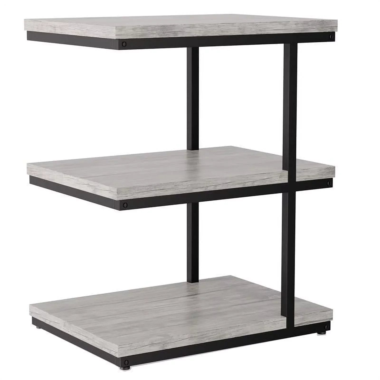 FOA Neeva Industrial Metal 3-Shelf Side Table in Light Gray Set of 2