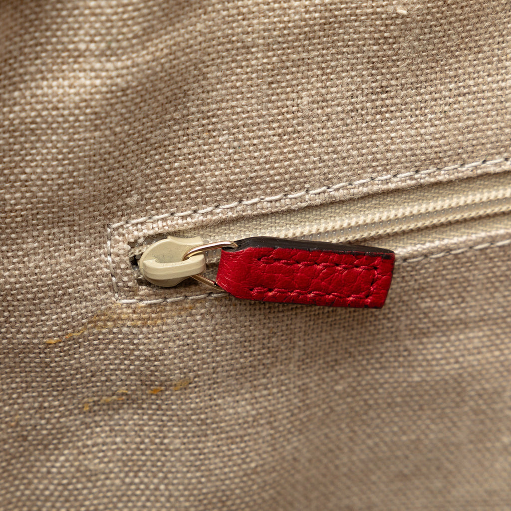 Pre-Owned Authenticated Gucci Convertible GG Charm Dome Satchel Calf Leather Red Unisex (Good)