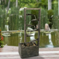 Outdoor 34 Inch Metal Concrete Backyard Oasis Zen Waterfall Fountain