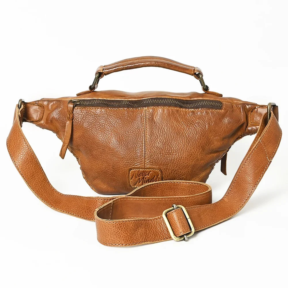 NM Never Mind Nmbgm148A Fanny Pack Vintage Handmade Genuine Cowhide Leather Women Bag Western Handbag Purse