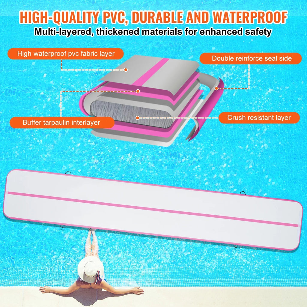 SKYSHALO Air Rail 20ft Inflatable Fitness Drum Gymnastics Mat with Pump