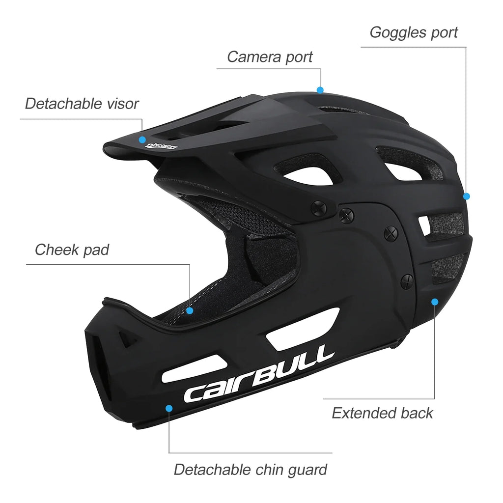 Mountain Biking Helmet CAIRBULL Full Face Bike Helmet with Detachable Chin Guard and Visor
