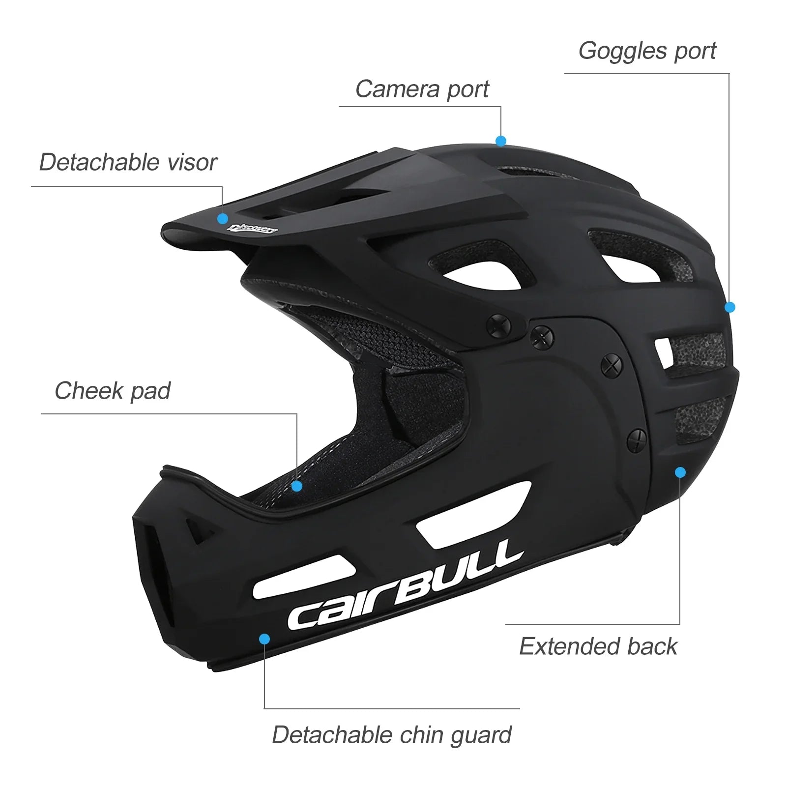 Mountain Biking Helmet CAIRBULL Full Face Bike Helmet with Detachable Chin Guard and Visor
