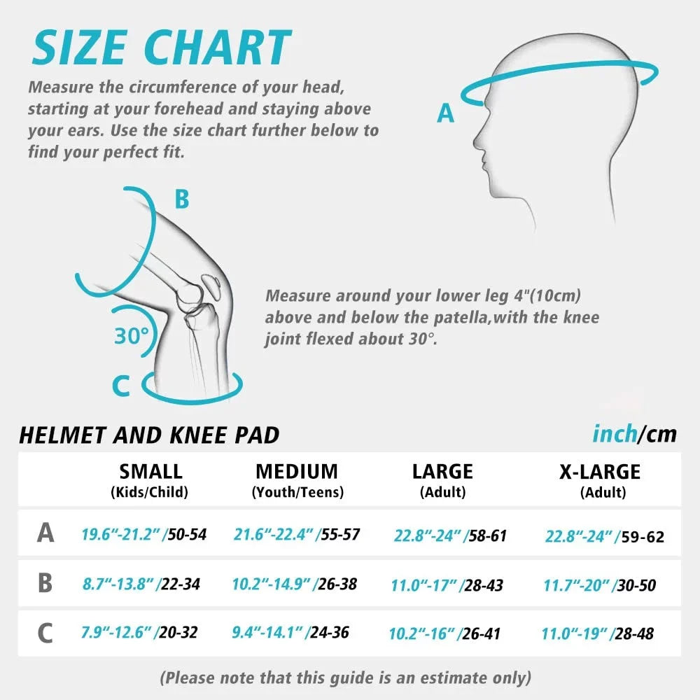 S SPOFINE Kids Bike Helmet, Toddler Helmet for Youth Adult, Knee Pad Elbow Pad Wrist Guard Protective Gear Set for Skateboard, Bike, Skating, Cycling Blue Medium