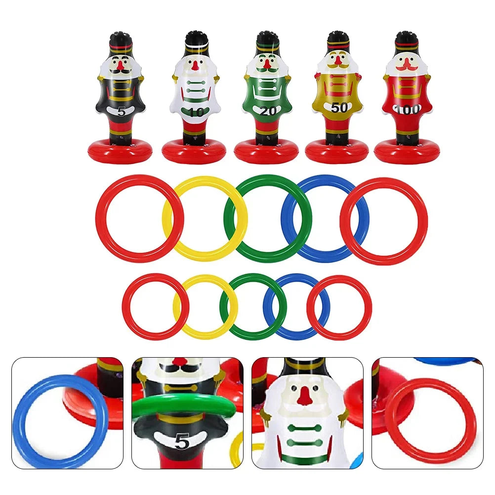 NUOLUX Christmas Nutcrackers Ring Toss Christmas Party Games Toys Inflatable Ring Toss