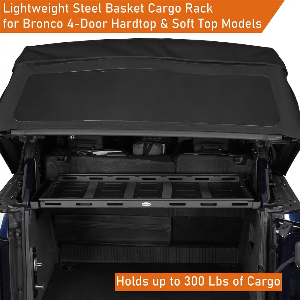 Hooke Road Rear Cargo Basket Rack Luggage Box Fit Ford Bronco 2021-2023 4-Door Jet