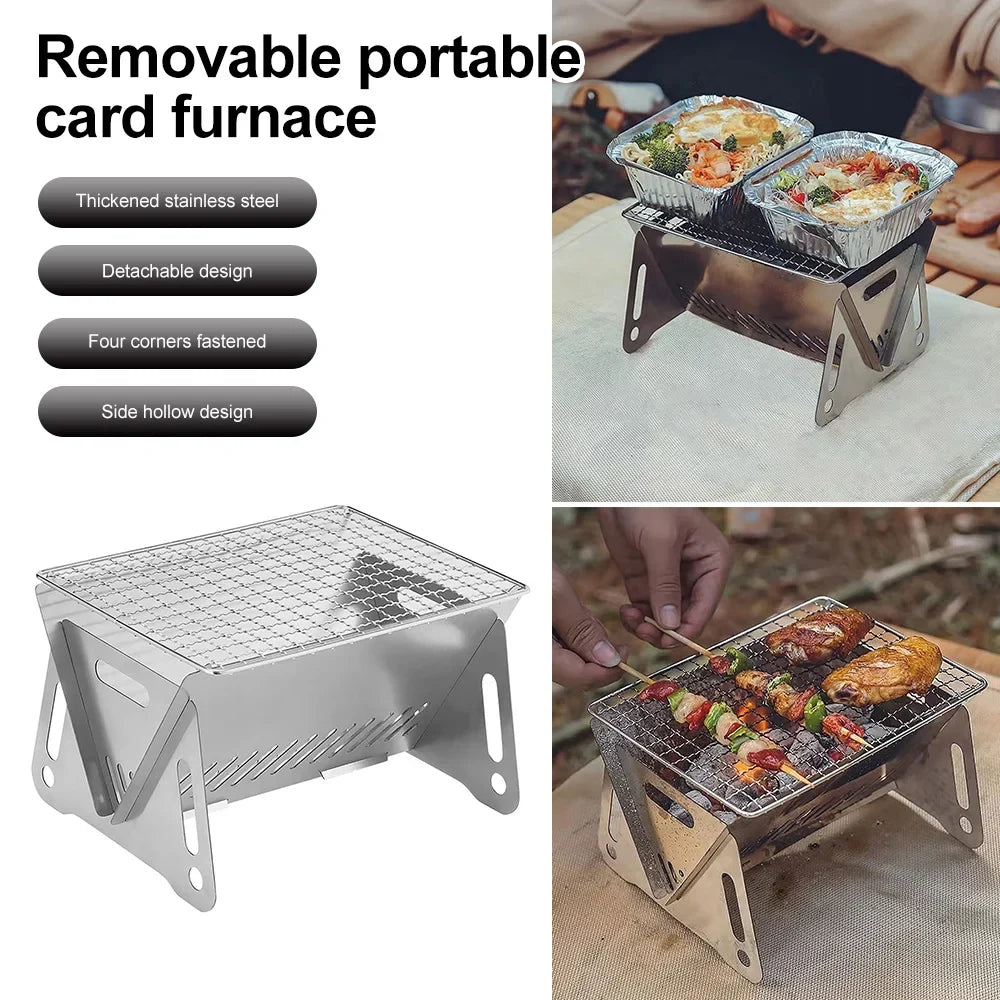 occkic Folding Charcoal Grill Portable Barbecue Grill Stainless Steel Mini BBQ Grill for Outdoor Cooking Camping Picnic