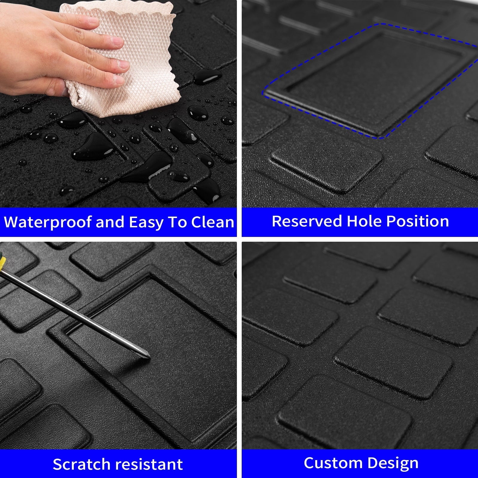 Fit 2010-2023 4Runner 7 Seats Trunk Mat Cargo Liner Accessories (3rd Row Backrest Mats+Trunk Mat)