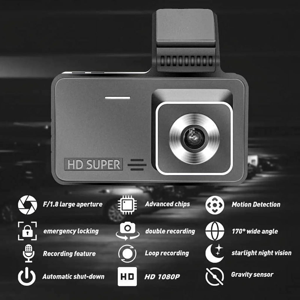 Bileeko Car DVR 4" 1080P Dual Lens Dash Cam Video Recorder Camera for Car Pickup Truck SUV RV Van
