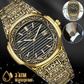 Men's Watch Relojes De Hombre Retro Gold Quartz Stainless Steel Waterproof Wrist