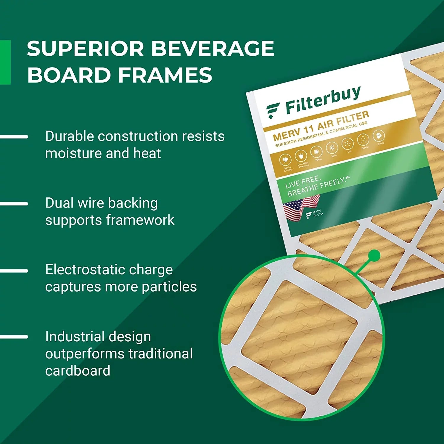 Filterbuy 14x20x1 MERV 11 Pleated HVAC AC Furnace Air Filters (6-Pack)