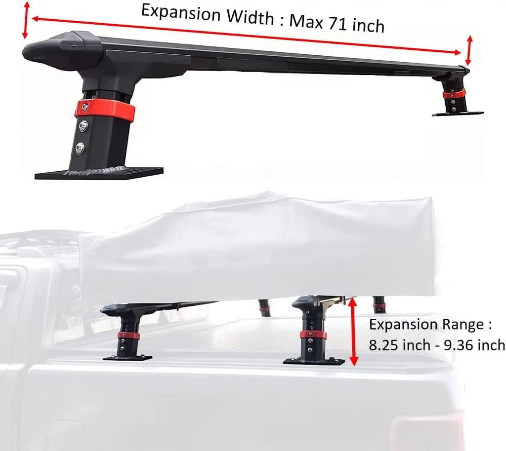 ROSY PIXEL Universal Extendable Pick-Up Truck Rack Bed Rack Aluminum for Tonneau Cover with T-Slot Rail