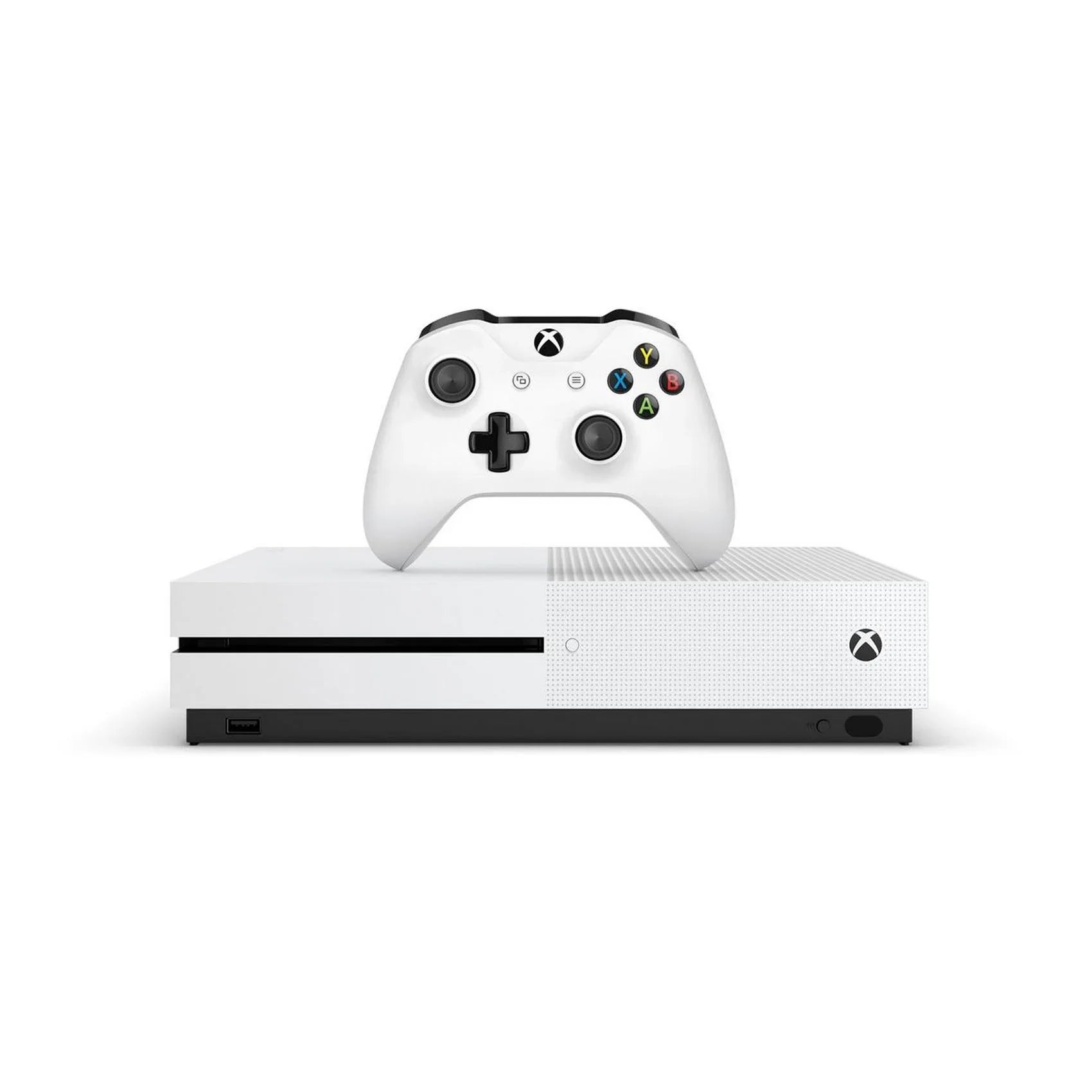 Pre-Owned Xbox One S 1TB with 2 Controller, 4K Ultra HD White with BOLT AXTION Cleaning Kit Headset Bundle (Refurbished: Like New)