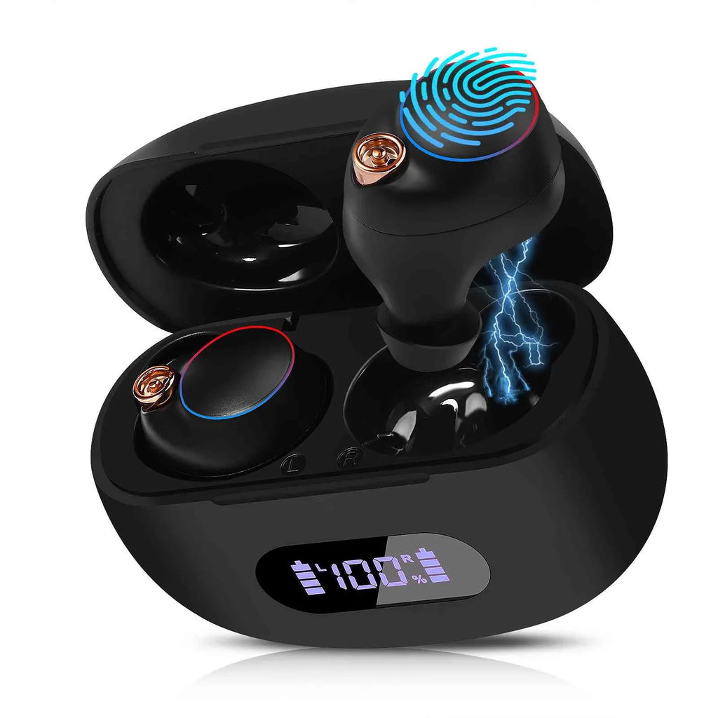 UrbanX True Wireless Bluetooth Earbuds + Charging Case, Ebony Dual Connect, IPX5 Water Resistance, Bluetooth 5.2 Connection, Balanced, Bass Boost Compatible with Tab V7