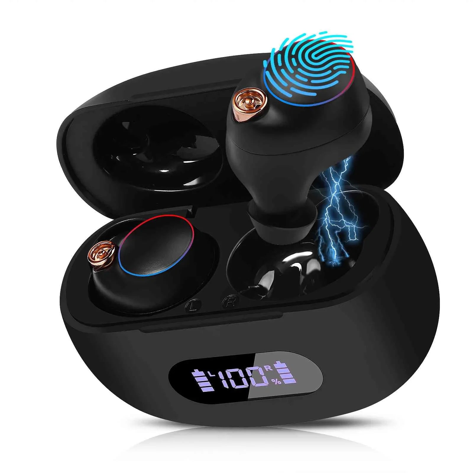 UrbanX True Wireless Bluetooth Earbuds + Charging Case, Ebony Dual Connect, IPX5 Water Resistance, Bluetooth 5.2 Connection, Balanced, Bass Boost Compatible with Tab V7