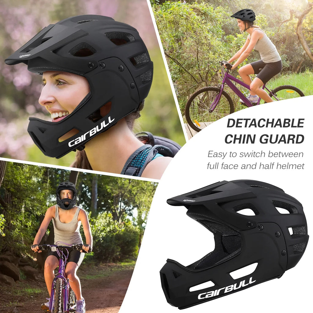 Mountain Biking Helmet CAIRBULL Full Face Bike Helmet with Detachable Chin Guard and Visor