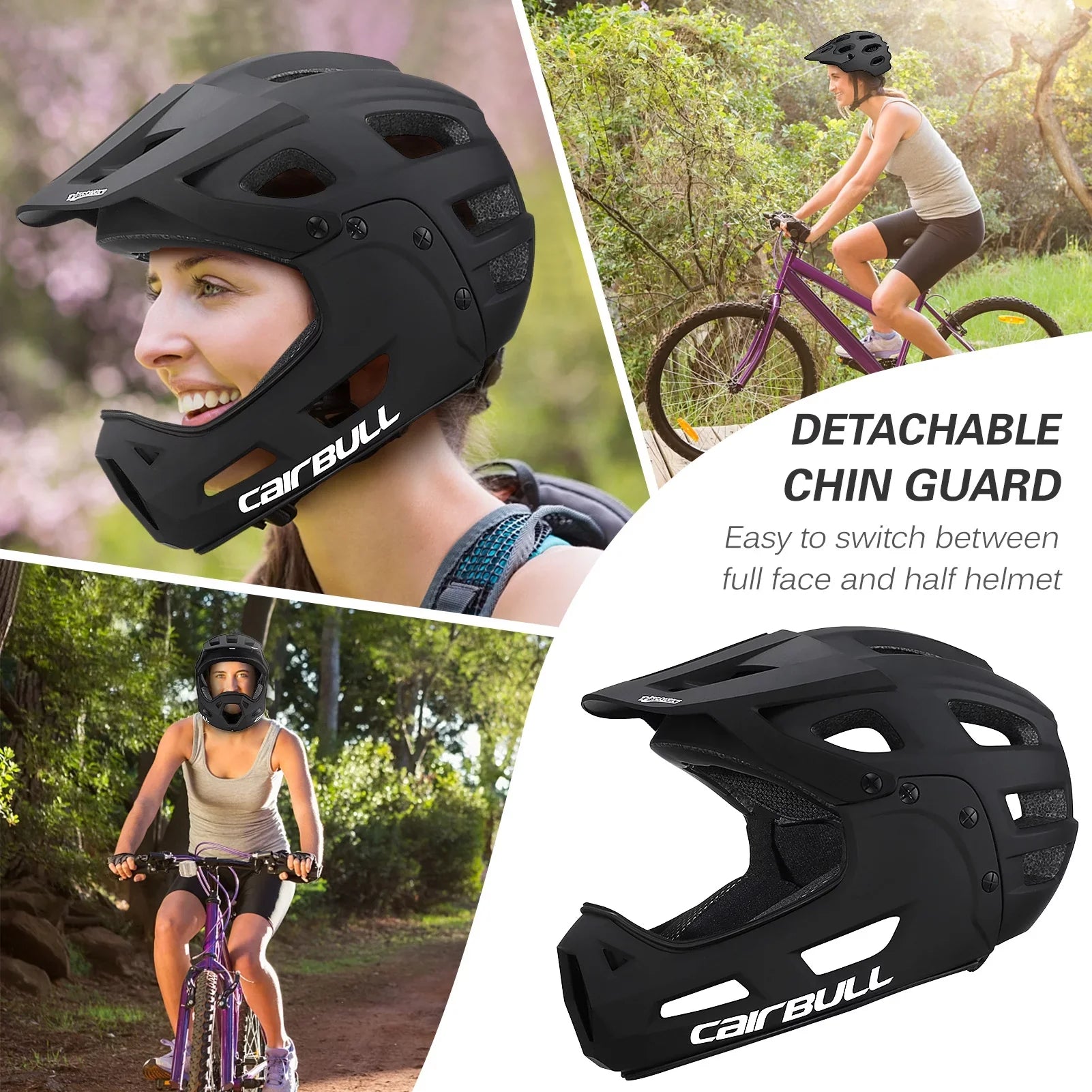 Mountain Biking Helmet CAIRBULL Full Face Bike Helmet with Detachable Chin Guard and Visor